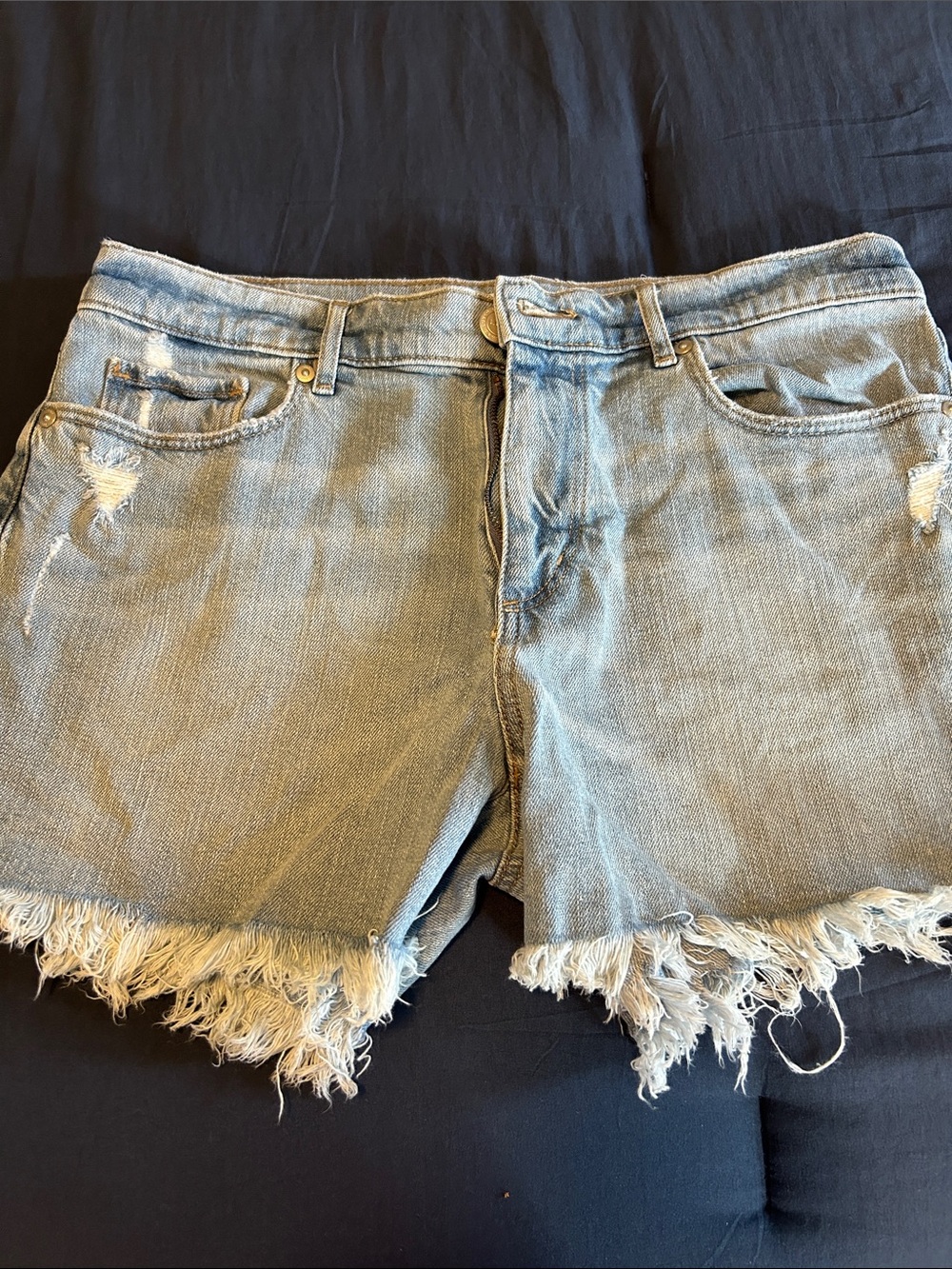 LOFT Light Blue Distressed Denim Cutoff Shorts